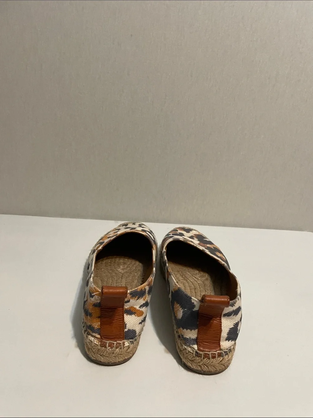 Chloe Leopard Print Espadrille Slip-Ons with Tan Pull Tab - Women. Fits a 8